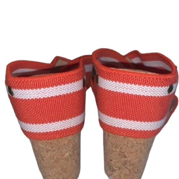 Lucky Brand Miller 2 Ladies Sandal Cork Wedge Heel Orange and White Size 8.5 - Picture 5 of 11